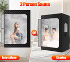 X-Vcak 2 Person Sauna, Extra Large Sauna, Portable Steam Sauna Tent with 2 Steamers, 2 Folding Chair, 71”x 49”x 36”, Black
