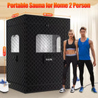X-Vcak 2 Person Sauna, Extra Large Sauna, Portable Steam Sauna Tent with 2 Steamers, 2 Folding Chair, 71”x 49”x 36”, Black